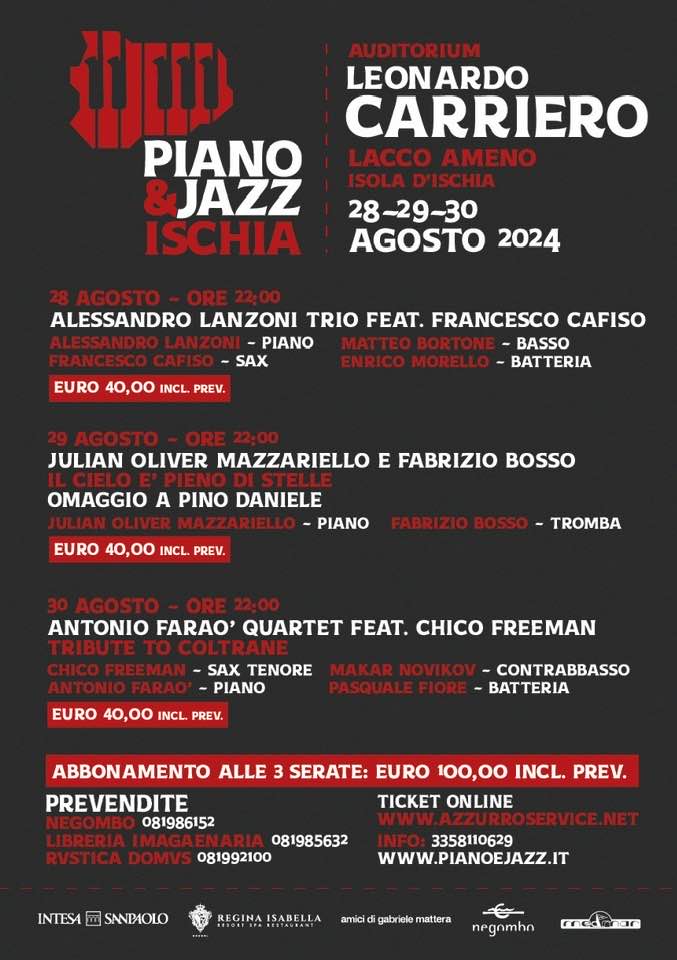 Piano&Jazz Ischia: Alessandro Lanzoni trio feat. Francesco Cafiso 